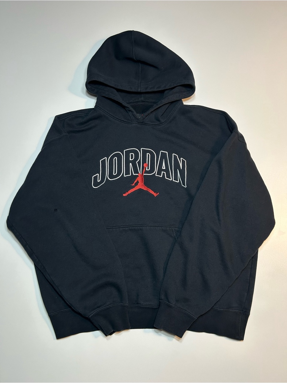 Jordan Brooklyn Fleece Oversized Graphic Pullover Hoodie Black Red Jumpman